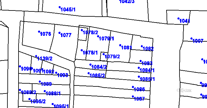 Parcela st. 1079/2 v KÚ Hulín, Katastrální mapa