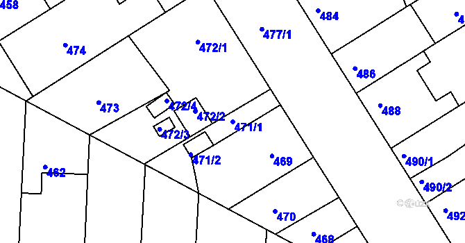 Parcela st. 471/1 v KÚ Hulín, Katastrální mapa