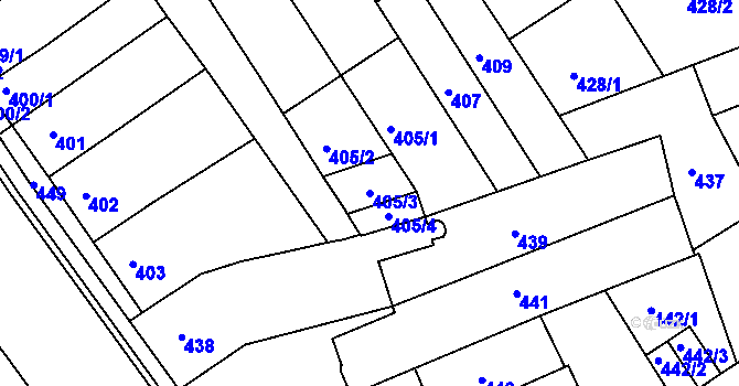 Parcela st. 405/3 v KÚ Hulín, Katastrální mapa