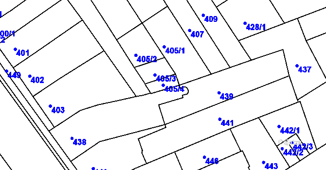 Parcela st. 405/4 v KÚ Hulín, Katastrální mapa