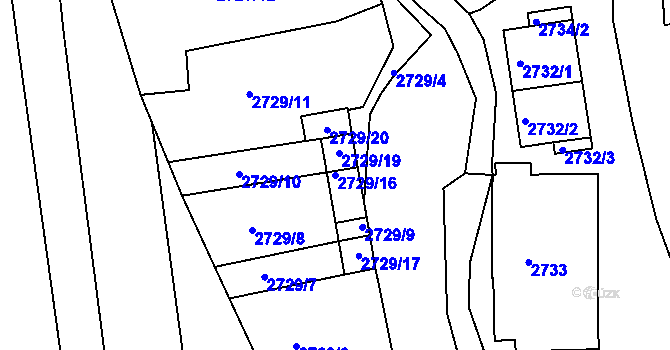 Parcela st. 2729/16 v KÚ Hulín, Katastrální mapa
