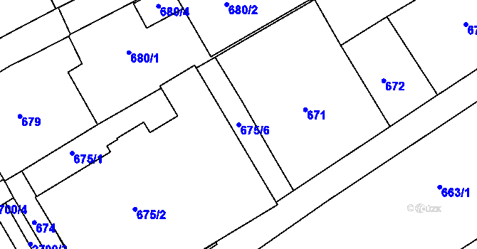 Parcela st. 675/6 v KÚ Hulín, Katastrální mapa