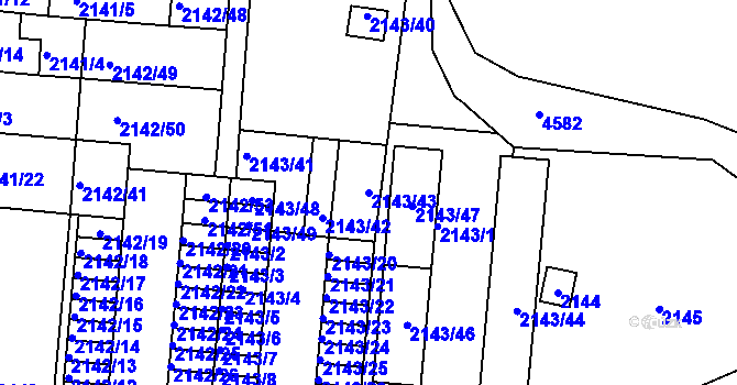 Parcela st. 2143/43 v KÚ Hulín, Katastrální mapa