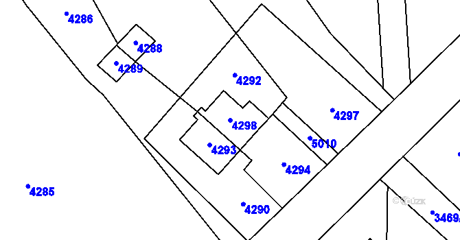 Parcela st. 4298 v KÚ Hulín, Katastrální mapa