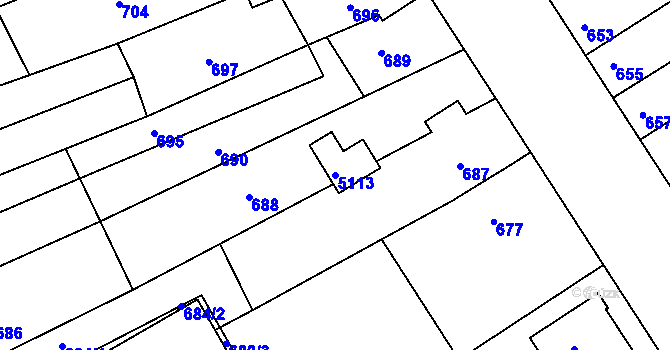 Parcela st. 5113 v KÚ Hulín, Katastrální mapa