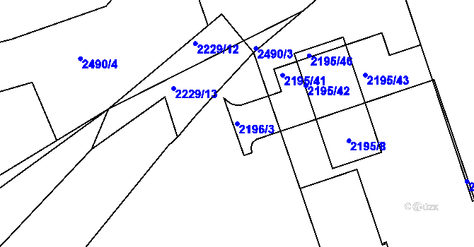 Parcela st. 2196/3 v KÚ Hulín, Katastrální mapa