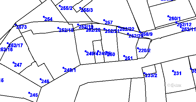 Parcela st. 249/5 v KÚ Hulín, Katastrální mapa