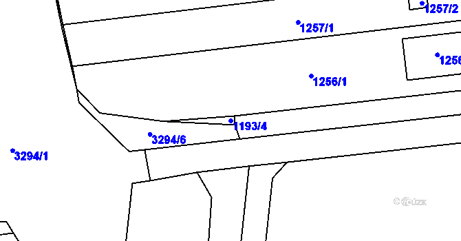 Parcela st. 1193/4 v KÚ Hulín, Katastrální mapa
