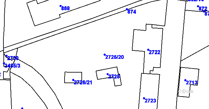 Parcela st. 2726/20 v KÚ Hulín, Katastrální mapa