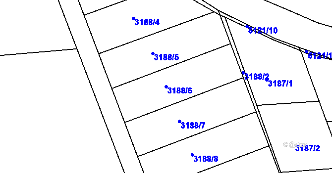 Parcela st. 3188/6 v KÚ Hulín, Katastrální mapa