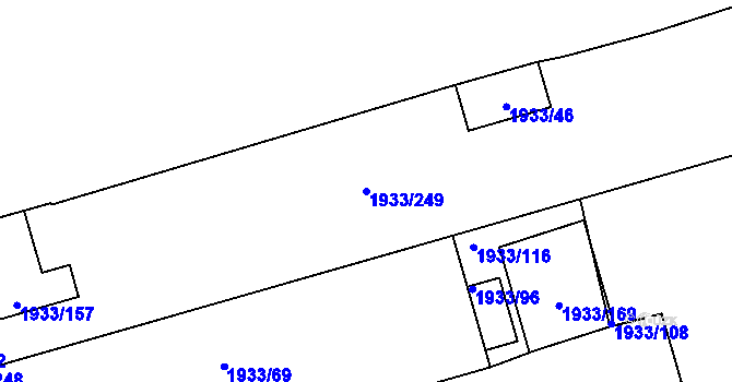 Parcela st. 1933/249 v KÚ Hulín, Katastrální mapa