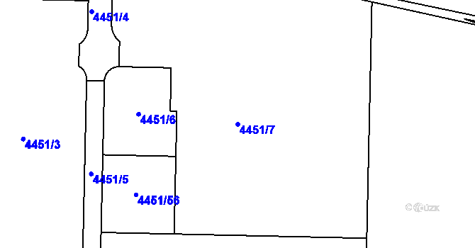 Parcela st. 4451/7 v KÚ Hulín, Katastrální mapa