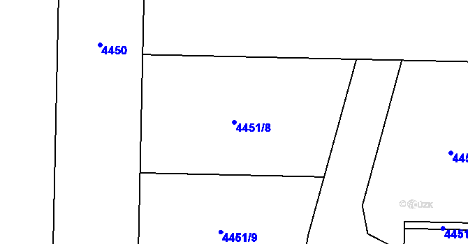 Parcela st. 4451/8 v KÚ Hulín, Katastrální mapa