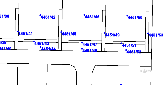 Parcela st. 4451/47 v KÚ Hulín, Katastrální mapa