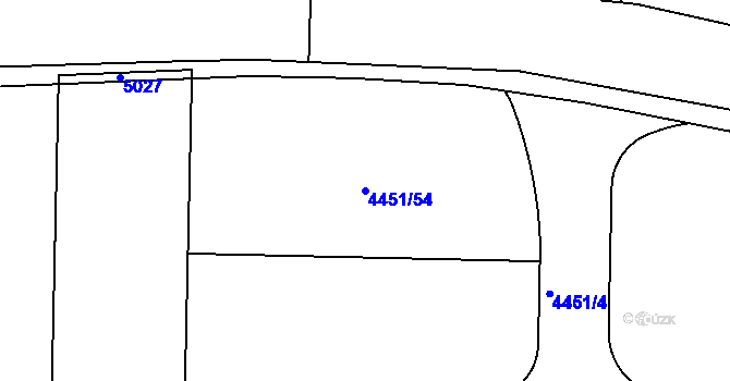 Parcela st. 4451/54 v KÚ Hulín, Katastrální mapa
