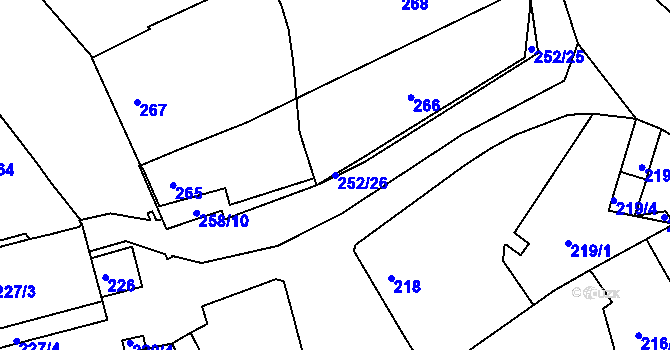 Parcela st. 252/26 v KÚ Hulín, Katastrální mapa