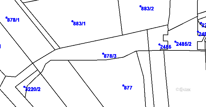 Parcela st. 878/3 v KÚ Hulín, Katastrální mapa