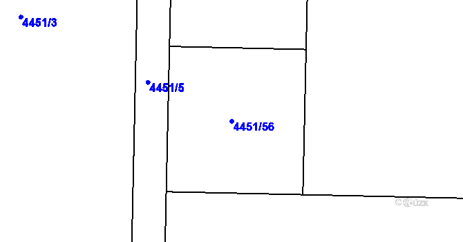 Parcela st. 4451/56 v KÚ Hulín, Katastrální mapa