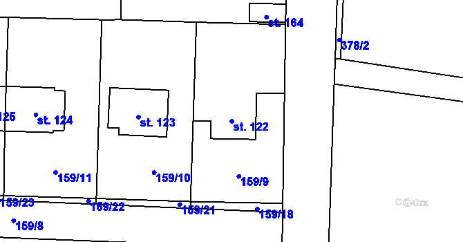 Parcela st. 122 v KÚ Humburky, Katastrální mapa
