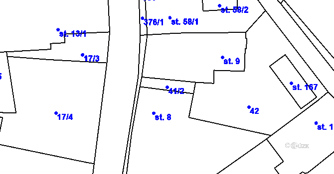 Parcela st. 41/2 v KÚ Humburky, Katastrální mapa