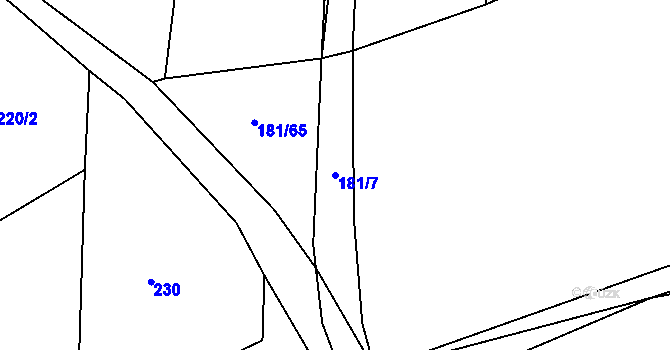 Parcela st. 181/7 v KÚ Humburky, Katastrální mapa