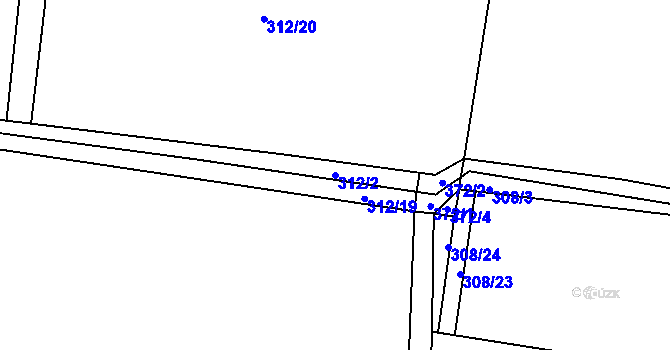 Parcela st. 312/2 v KÚ Humburky, Katastrální mapa