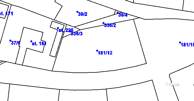 Parcela st. 181/12 v KÚ Humburky, Katastrální mapa