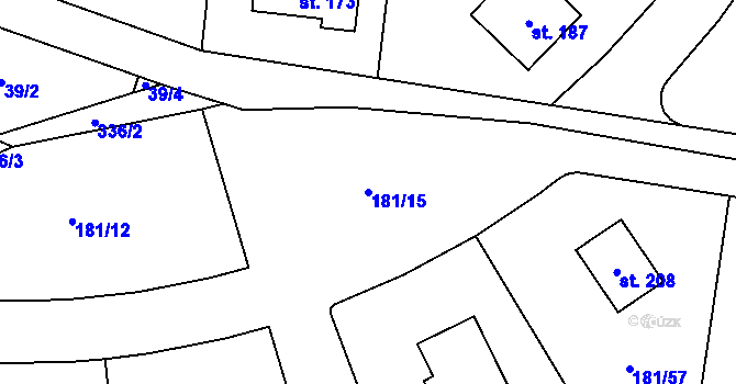 Parcela st. 181/15 v KÚ Humburky, Katastrální mapa