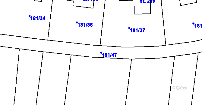 Parcela st. 181/47 v KÚ Humburky, Katastrální mapa