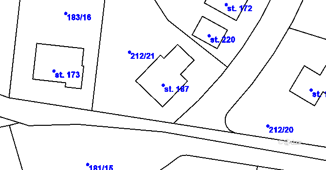 Parcela st. 187 v KÚ Humburky, Katastrální mapa