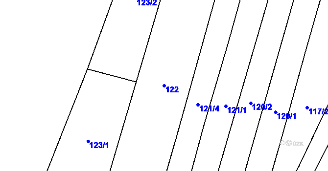 Parcela st. 122 v KÚ Humburky, Katastrální mapa