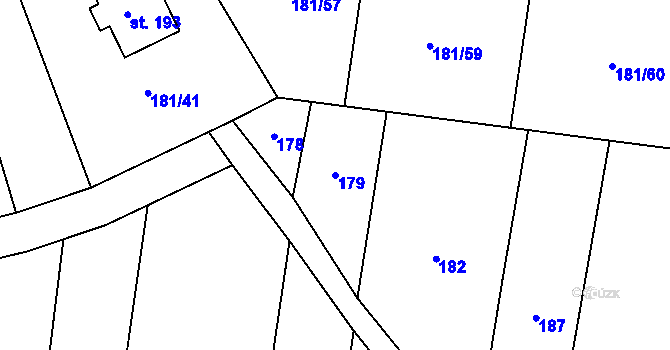 Parcela st. 179 v KÚ Humburky, Katastrální mapa