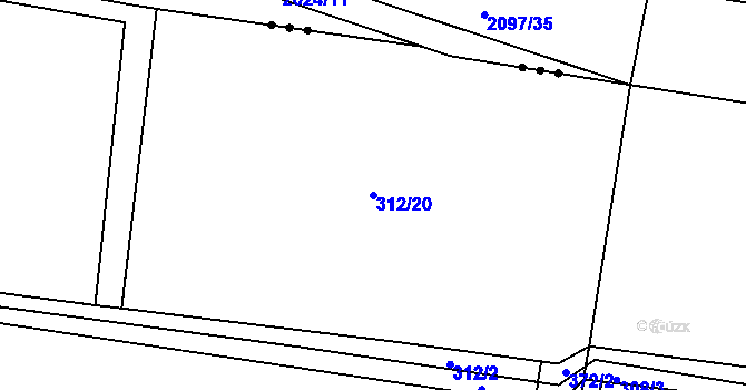 Parcela st. 312/20 v KÚ Humburky, Katastrální mapa