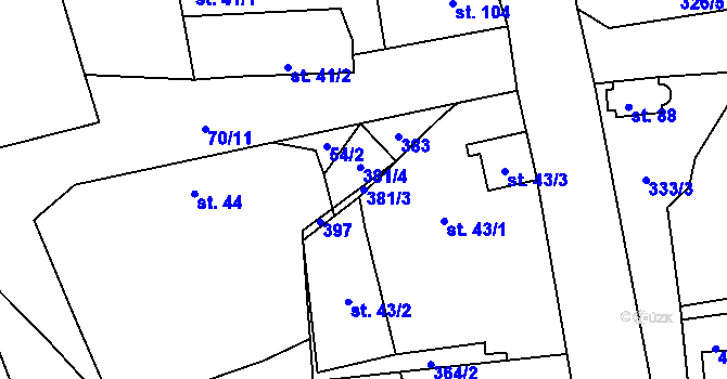 Parcela st. 381/3 v KÚ Humburky, Katastrální mapa