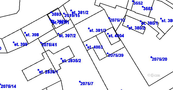Parcela st. 4003 v KÚ Humpolec, Katastrální mapa