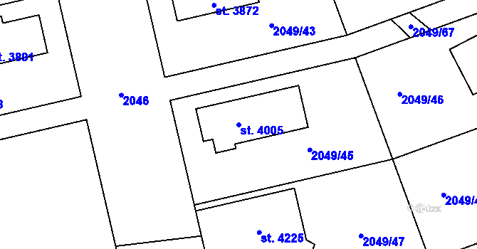 Parcela st. 4005 v KÚ Humpolec, Katastrální mapa