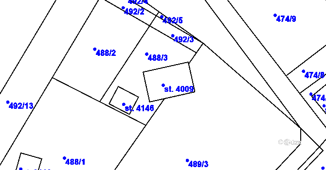 Parcela st. 4009 v KÚ Humpolec, Katastrální mapa