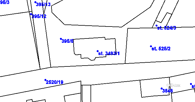Parcela st. 3493/1 v KÚ Humpolec, Katastrální mapa
