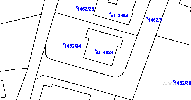Parcela st. 4024 v KÚ Humpolec, Katastrální mapa