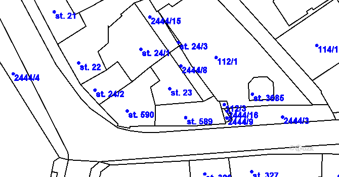 Parcela st. 23 v KÚ Humpolec, Katastrální mapa