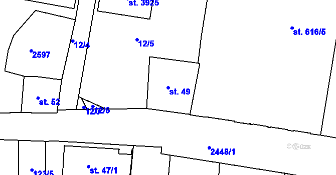 Parcela st. 49 v KÚ Humpolec, Katastrální mapa