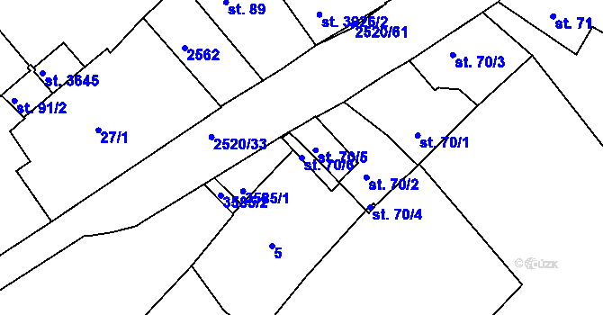 Parcela st. 70/6 v KÚ Humpolec, Katastrální mapa