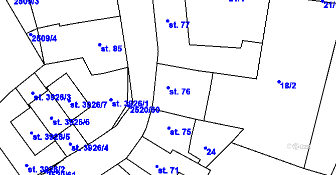 Parcela st. 76 v KÚ Humpolec, Katastrální mapa