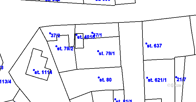 Parcela st. 79/1 v KÚ Humpolec, Katastrální mapa