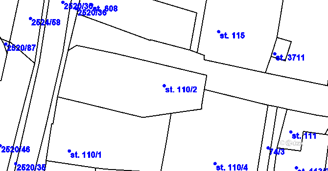 Parcela st. 110/2 v KÚ Humpolec, Katastrální mapa