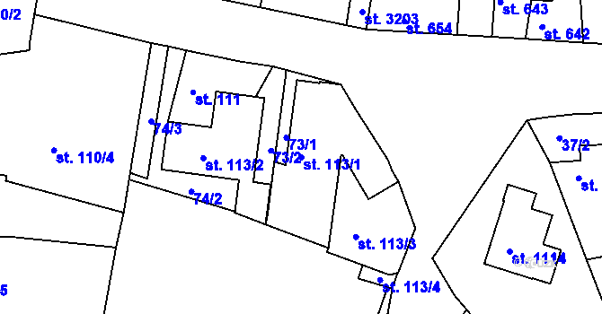 Parcela st. 113/1 v KÚ Humpolec, Katastrální mapa