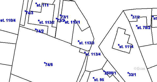 Parcela st. 113/3 v KÚ Humpolec, Katastrální mapa
