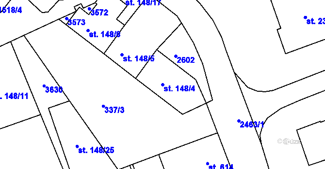 Parcela st. 148/4 v KÚ Humpolec, Katastrální mapa