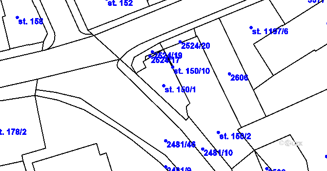 Parcela st. 150/1 v KÚ Humpolec, Katastrální mapa