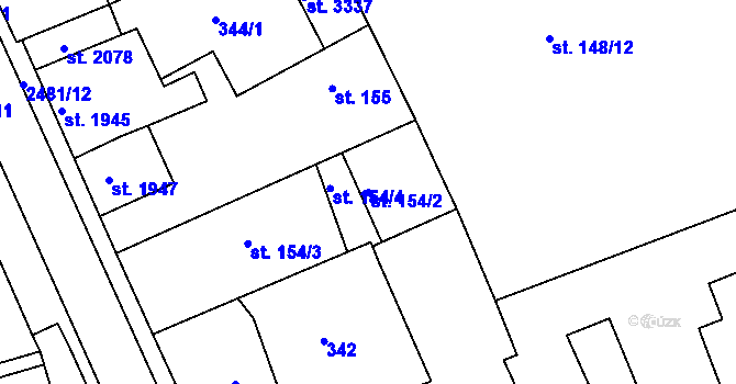 Parcela st. 154/2 v KÚ Humpolec, Katastrální mapa
